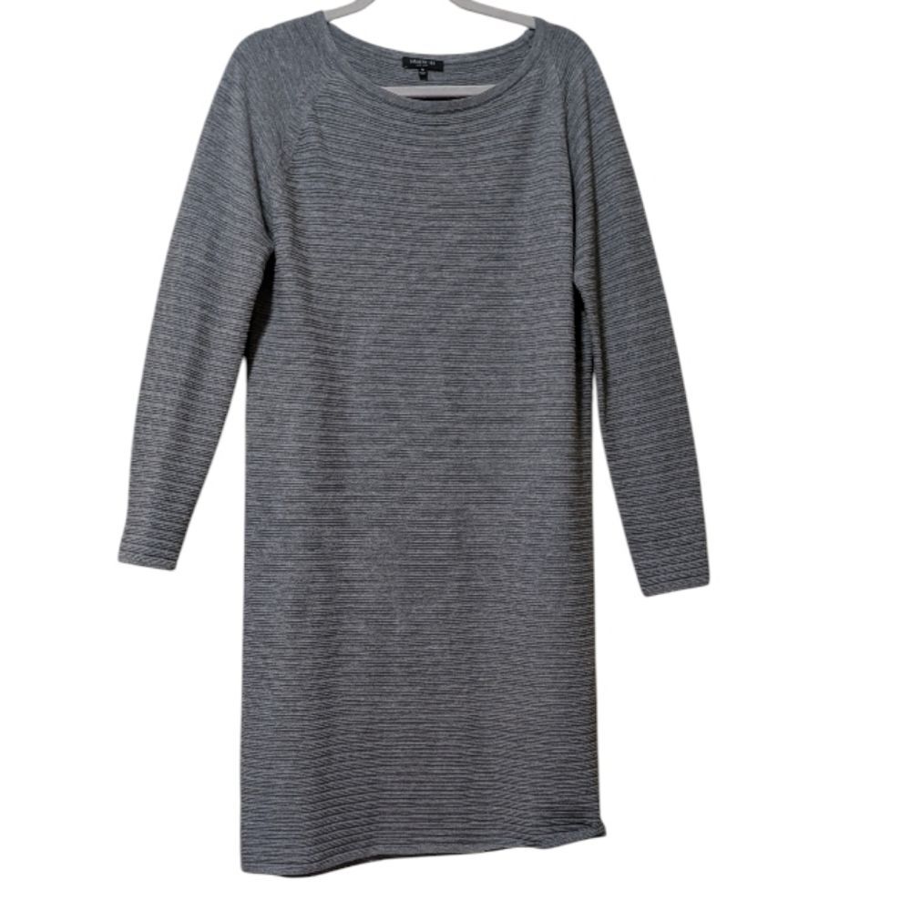 Lafayette 148 New York wool ribbed knit shift dress dark nickel size Medium Flaw - Picture 1 of 8